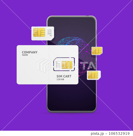 Realistic Detailed 3d Mobile Phone and Different Sim Card Around. Vector Realistic Detailed 3d Mobile Phone and Different Sim Card Around. Vector 106532919
