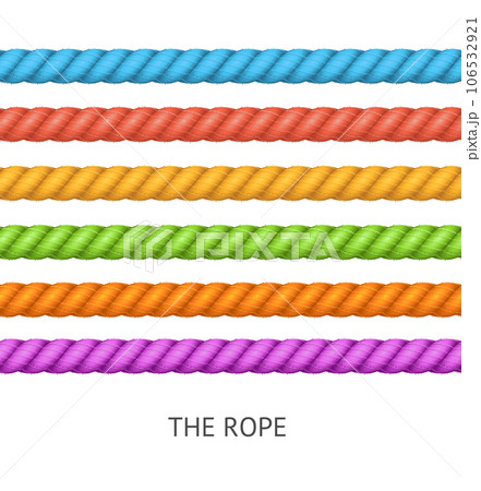 Realistic Detailed 3d Different Color Twisted Rope Set. Vector Realistic Detailed 3d Different Color Twisted Rope Set. Vector 106532921
