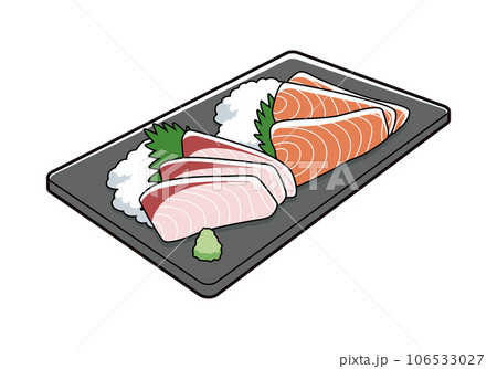ぶりとサーモンの刺身　イラスト 106533027