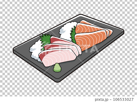 ぶりとサーモンの刺身　イラスト 106533027