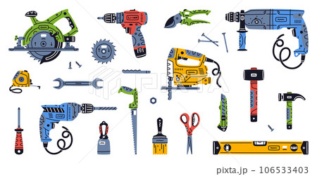 Construction Tools and Equipment for Home - Stock Illustration