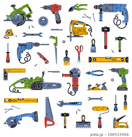 Construction Tools and Equipment for Home Repair Work Vector Set Construction Tools and Equipment for Home Repair Work Vector Set 106533408