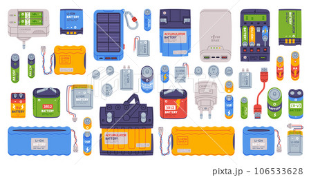 Battery Accumulator as Energy Storage Device Vector Set 106533628