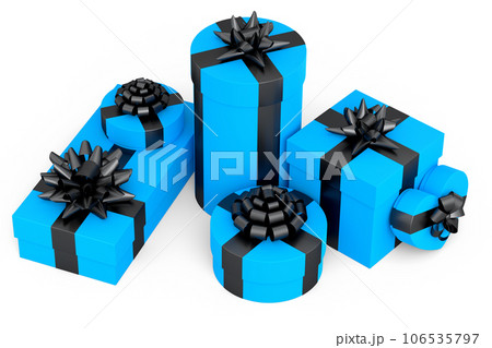 Gift boxes with ribbon and bow isolated on white background. greeting design 106535797