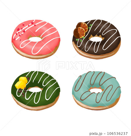 カラフルでリアルなドーナツのイラスト 106536237