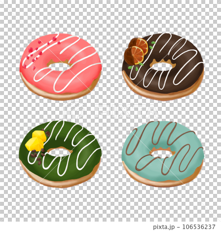 カラフルでリアルなドーナツのイラスト 106536237