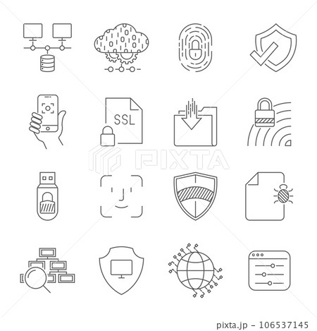 Digital Technology related vector line icons. Contains such icons as Cloud Hosting, Control Panel, Face Recognition, Traffic, Analysis Network, Digital Protection and more. Editable Stroke Digital Technology related vector line icons. Contains such icons as Cloud Hosting, Control Panel, Face Recognition, Traffic, Analysis Network, Digital Protection and more. Editable Stroke 106537145