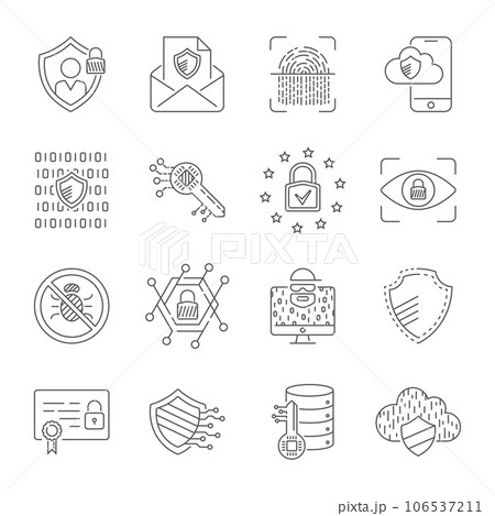 Cyber security icons set. Internet Protection, Data and Networking Privacy. Editable Stroke. EPS 10 106537211