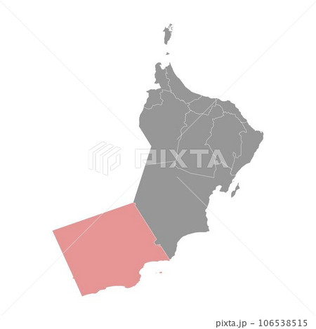 Dhofar Governorate map, administrative division of Oman. Vector illustration. 106538515