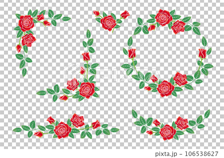 Red rose flower illustration frame set Red rose flower illustration frame set 106538627