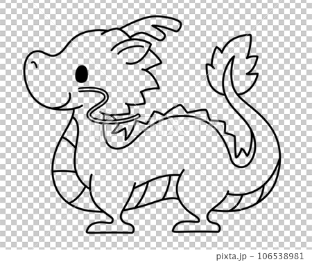 Cute line drawing illustration of a dragon 106538981