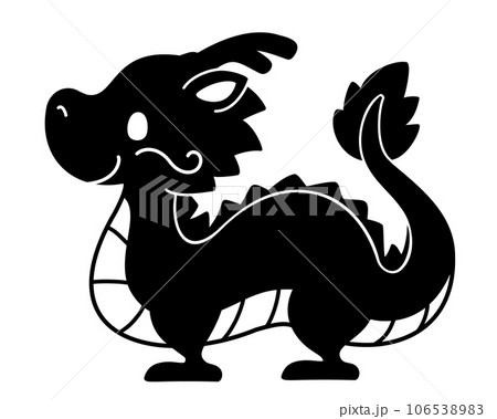 龍のかわいいシルエットイラスト 106538983