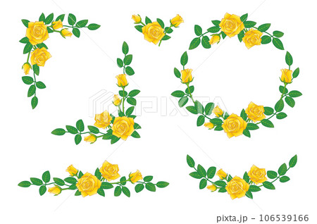黄色いバラの花　イラスト　フレームセット 106539166