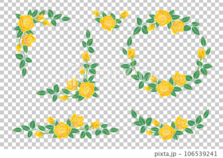 黃玫瑰花插畫框架集 106539241