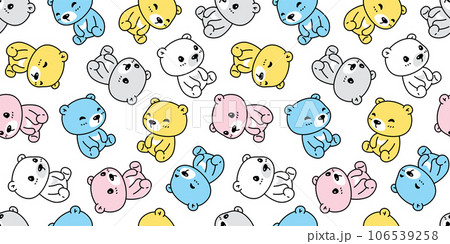 bear polar seamless pattern sitting teddy colorful cartoon doodle vector gift wrapping paper tile background repeat wallpaper scarf isolated illustration design 106539258