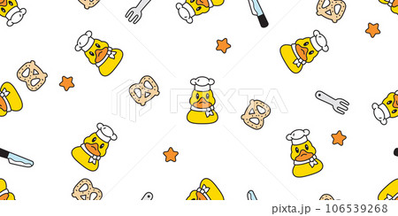 duck seamless pattern chef cooking bakery kitchen pretzel star rubber duck shower bathroom toy chicken bird vector pet wrapping paper scarf isolated doodle cartoon animal farm tile wallpaper repeat ba 106539268