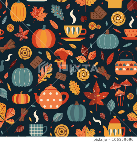 Autumn Mood Seamless Pattern with Fika Motives Autumn Mood Seamless Pattern with Fika Motives 106539696