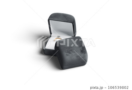 Blank black box with gold diamond ring stack mockup Blank black box with gold diamond ring stack mockup 106539802