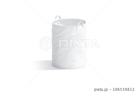 Blank white laundry hamper bag mockup, half-turned view 106539812
