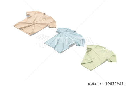 Blank colored t-shirt mockup flat lay, side view, different types 106539834