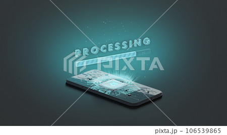 Black phone artificial intelligence processing projection mockup, dark background Black phone artificial intelligence processing projection mockup, dark background 106539865