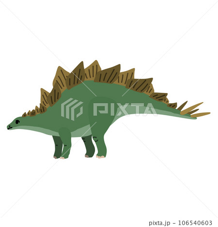 横向きのステゴサウルスのイラスト（主線なし）／恐竜・図鑑・かわいい素材 106540603