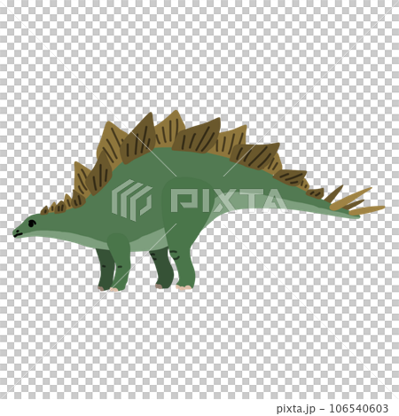 横向きのステゴサウルスのイラスト（主線なし）／恐竜・図鑑・かわいい素材 106540603