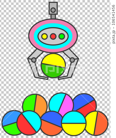 Illustration of a game where you win prizes by lifting them in capsules with a crane 106541456