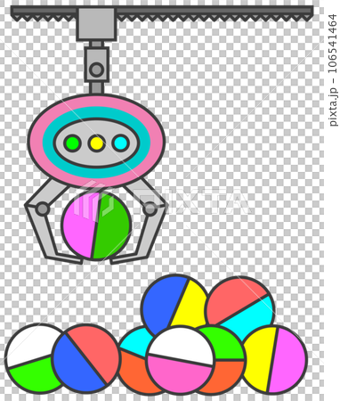 Illustration of a game where you win prizes by lifting them in capsules with a crane Illustration of a game where you win prizes by lifting them in capsules with a crane 106541464