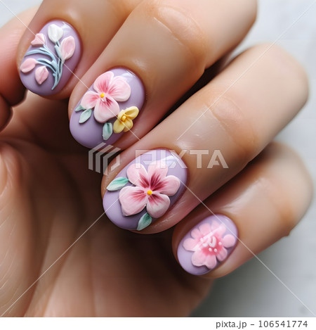 フラワーデザインのネイルアート Generative AI フラワーデザインのネイルアート Generative AI 106541774