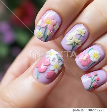 フラワーデザインのネイルアート　Generative AI 106541776