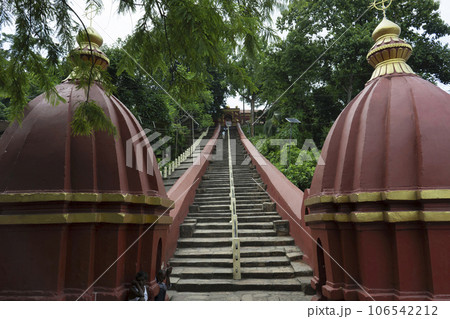 INDIA, ASSAM, HAJO, JULY 2023, People at Hayagriva Madhava Temple, Hajo Heritage Site. 106542212