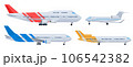 Cartoon set of private, civil aircraft. Vector illustration isolated on white background 106542382