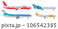 Cartoon set of private, civil aircraft. Vector illustration isolated on white background 106542385