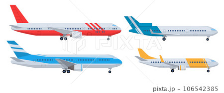 Cartoon set of private, civil aircraft. Vector illustration isolated on white background 106542385