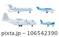 Cartoon set of civil, cargo, private aircraft. Vector illustration isolated on white background 106542390