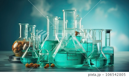 Background with laboratory test tubes on a blue Background with laboratory test tubes on a blue 106542805