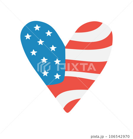 Vector hand drawn flat usa American flag heart Vector hand drawn flat usa American flag heart 106542970