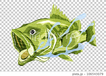 Illustration of a black bass swimming underwater - Stock