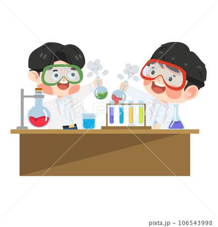 Kids boy student Scientist do research in the lab 106543998