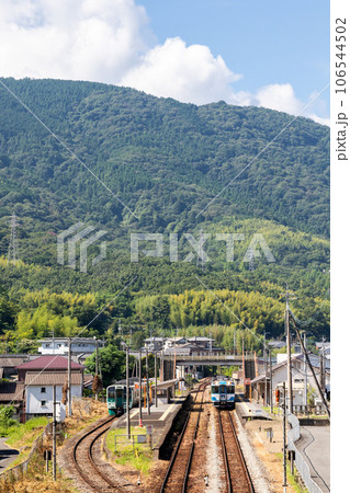 【徳島線】阿波川島駅で交換列車を待つ風景 106544502