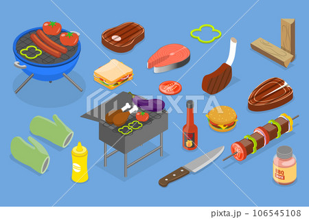 3D Isometric Flat Vector Set of Barbecueのイラスト素材 [106545108] - PIXTA