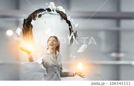 Elegant confident businesswoman as symbol of eco business Elegant confident businesswoman as symbol of eco business 106545111