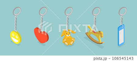3D Isometric Flat Vector Set of Keychains 106545143