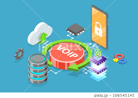 3D Isometric Flat Vector Conceptual Illustration of IP Telephony Protocol 106545145