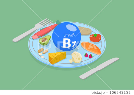 3D Isometric Flat Vector Conceptual Illustration of Vitamin B7 3D Isometric Flat Vector Conceptual Illustration of Vitamin B7 106545153
