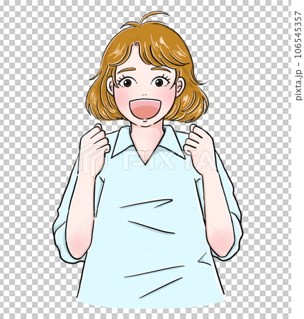 A woman doing a fist pump, smiling 106545357