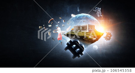 Financial growth concept with Bitcoins Financial growth concept with Bitcoins 106545358