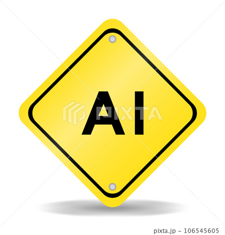 Yellow color transportation sign with word AI (Abbreviation of artificial intelligence) on white background Yellow color transportation sign with word AI (Abbreviation of artificial intelligence) on white background 106545605