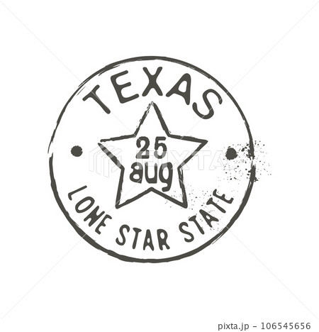 Texas state postage and postal stamp. United States of America letter seal, postage Texas state grunge vector imprint or postcard departure country or USA region round mark 106545656